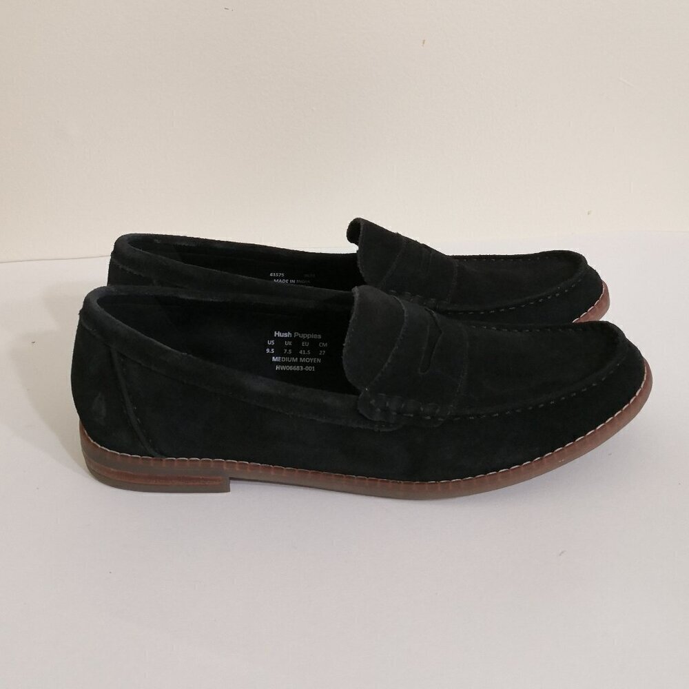 Hush Puppies Women's Black Suede Leather Penny Comfort Loafer Size 9.5B